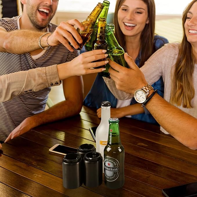 Asking 6-Pack Push Down-pop off Beer Bottle Opener, Magnet Automatic Beer Bottle Opener, Black