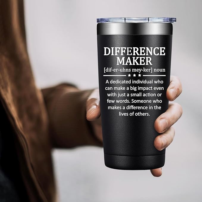 Difference Maker Gifts - Christmas Thank You Gift for Men Women - Teacher Appreciation Gifts - Inspirational Gift for Coworker, Boss, Assistant, Employee - 20oz Tumbler