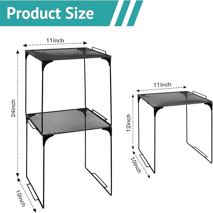 Locker Organizer Shelf Stackable Extra Locker Shelf for School Locker Organizer Storage Cabinet Accessories Suitable for School, Office, and Home use (2, Black)