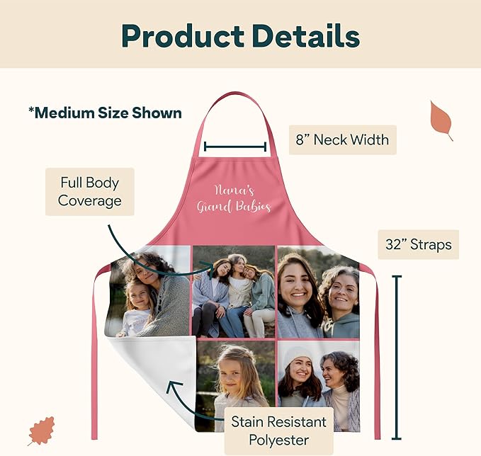 Winslow & Brody Custom Photo Aprons - Ships Next Day - USA Made - Gift for Loved Ones - Chef Apron for Women and Men