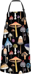 Mushroom Apron,Oxford Fabric Adjustable Kitchen Apron with 2 Pockets,Waterproof Cooking Aprons for Men Women Mom Wife Dad,Ideal Gifts for Coffee House,Shop,Baking,BBQ,Housewarming,28x33in