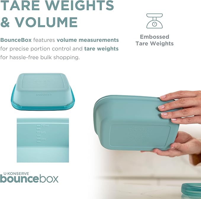 U Konserve Platinum Silicone Nested Duo Food Storage Bento Box Dual Seal Rectangle Container – Two Pack - Leak Proof, Shatter Proof, Dishwasher Safe, Plastic Free – 24oz & 48oz (Night Sea)