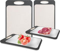 Patelai 2 Pack Stainless Steel Cutting Board Double Sided Cutting Board Large 304 Stainless Steel Wheat Straw PP for Kitchen Chopping, Easy to Clean (14 x 9.6 Inch,15.7 x 10.6 Inch)