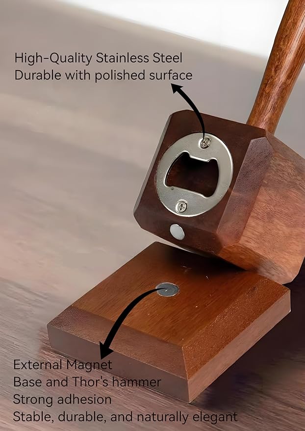 Wooden hammer bottle opener with magnetic, Bottle opener, Beer bottle opener for men, dad or friend