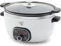 GreenLife 8QT Slow Cooker, Non-Toxic PFAS-Free Ceramic Nonstick Removable Interior Bowl, Programmable, Family Friendly, Keep Warm, Stovetop & Oven Safe, Dishwasher Safe Crock, Timer, Glass Lid, White