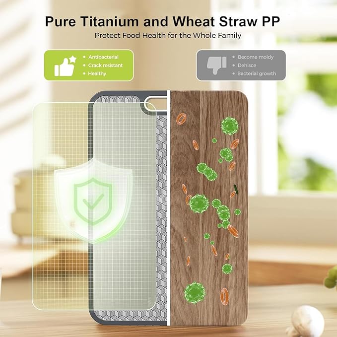 Titanium Titanium Cutting Board for Kitchen, Double Sided Non Toxic Titanium Cutting Board with Juice Groove, Scratch Resistant Mesh Design Easy to Clean, Kitchen Gifts15”×10”-1 PC