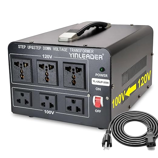 Yinleader 3000W 120V to 100V Voltage Converter US to Japan Step Down/Up Transformer for Japanese Hair Dyer/Turntable/Rice Cooker/breadmaker/Oven/Heater/Freezer, etc. in US