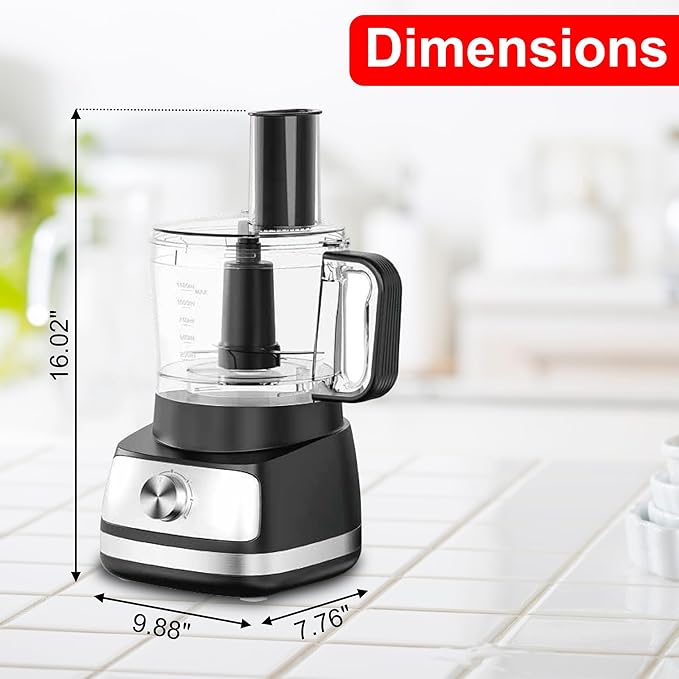 EMB IronBlade series 5-in-1 Food Processor, 1.5L Bowl, 4-Speed Control, Multi-Functional for Slicing, Shredding, Chopping, Kneading