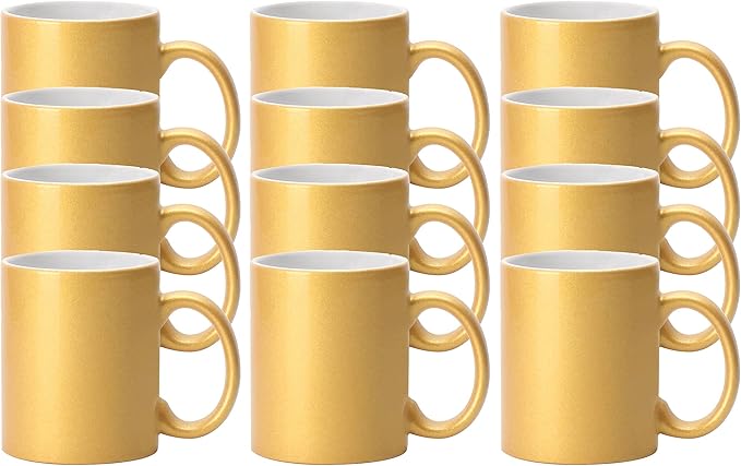 11oz Ceramic Sublimation Coffee Mug Gold, Case of 12 Pieces