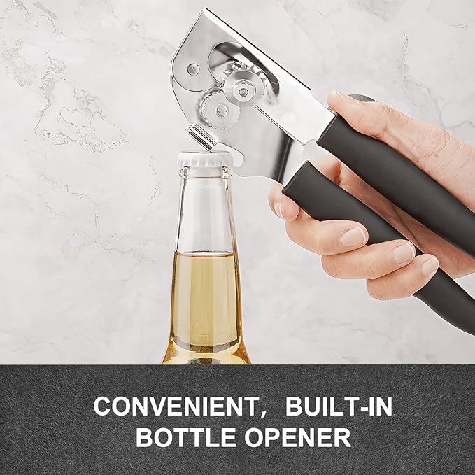 SHIKORI Commercial Can Opener, Manual Heavy Duty with Comfortable Extra-long Handles, Oversized Knob, Large Handheld Can Opener Easy for Big Cans-Magnetic