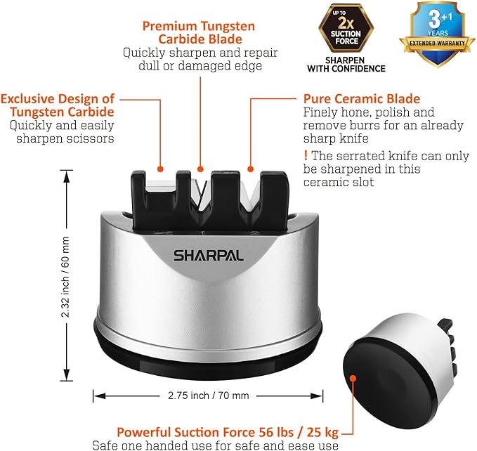 SHARPAL 191H Knife & Scissors Sharpener | Repairs, Restores & Sharpens Straight, Serrated & Kitchen Knives – Versatile Sharpening Tool for Blades, Christmas Gifts