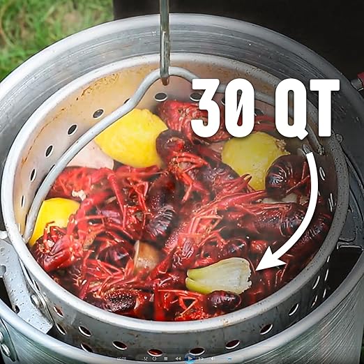 30QT Turkey Fryer, Aluminum Deep Fryer & Seafood Crawfish Boiler Steamer with Basket, CSA Certified 50,000BTU for Outdoor Cooking Thanksgiving Day