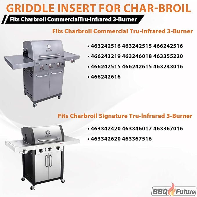 Full Size Griddle Insert with Spatula Set for Charbroil TRU Infrared 3 Burner 463355220 463242516 463242515 466242515 463342420 463243016, Flat Top for Charbroil Grill Replacement Parts G466-2400-W1