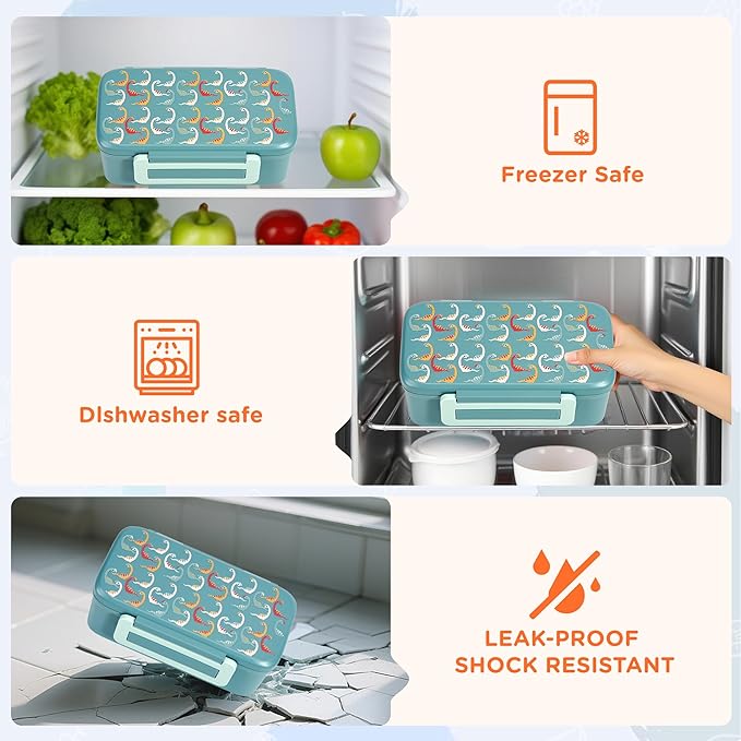 MAISON HUIS Bento Box for Kids with 8oz Soup Thermo, Insulated Lunch Bag & 17oz Water Bottle, 2-Compartment Bento Box with Built-In Ice Pack, Leak-Proof & BPA-Free