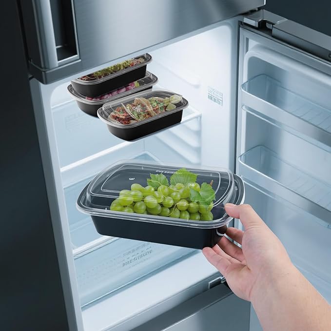 25PCS Leftover Storage Containers with Lids,28OZ Reusable Food Grade Plastic,BPA Free Microwave Dishwasher Freezer Safe,Leftover Food Containers with Lids