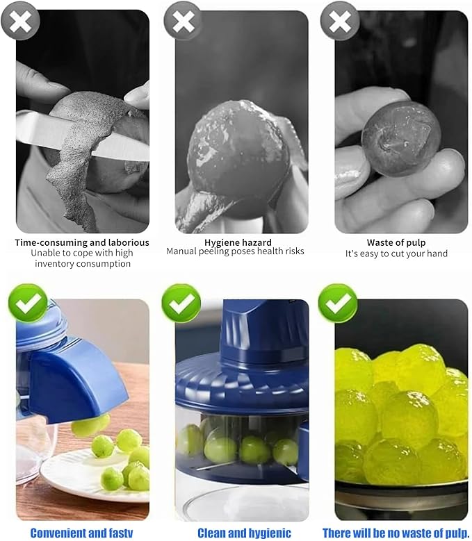 Large Size Electric Grape Peeler Machine, Automatic Multi-Functional Garlic Peeler Machine for Fruit, Tomato, Cherry, Potato, and Vegetables Efficient Kitchen Gadgets, Blue