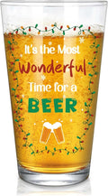 Futtumy It's the Most Wonderful Time for a Beer Glass, 17 OZ Beer Pint Glass, Funny Gifts for Men Beers Lovers Dad Father, Christmas Gifts for Men Women, Christmas Beers Glass for Xmas Party Birthday
