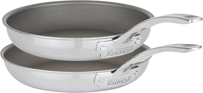 Viking PureGlide Pro 3-Ply Nonstick Frying Pans, Made without PFAS, 2-Piece Induction Fry Pan Set, 9.5 and 11-Inch, Metal Utensil Safe Titanium Nonstick Surface, Oven Safe to 600F