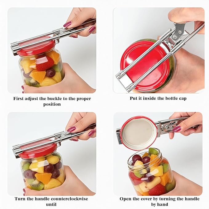 Adjustable Stainless Steel Jar Opener & Magnetic Manual Can Opener Set - Multifunctional Openers for Weak Hands, Seniors with Arthritis, Effortless Jar, Bottle and Can Lid Openers