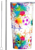 20OZ Soccer Tumbler Cup With Lid Travel Stainless Steel Insulated Coffee Mug Gfits For Sports Lover Fans