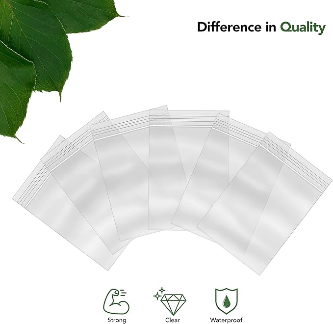 3 x 5 Inch Resealable Plastic Bags 1000 Pack — Clear Reclosable Zipper Seal Bags for Jewelry, Beads, Small Parts, Crafts, Party Favors