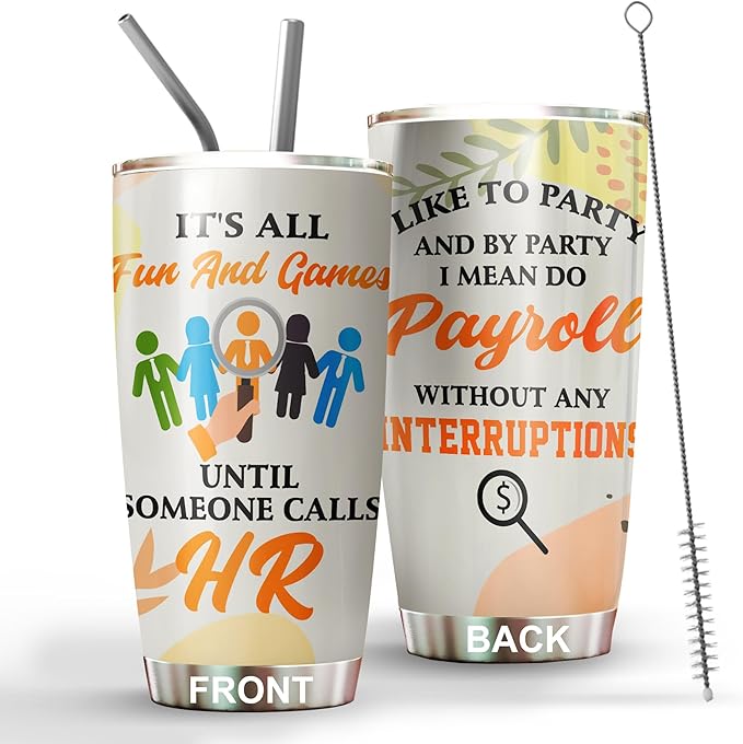 Hurman Resources Tumbler - Stainless Steel 20oz Straw Lid, HR Gifts For Women Men, Human Resources Professional Day Gifts For Coworkers Funny, HR Coffee Cups For Employees Staffs (HR04)