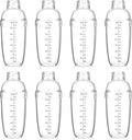 8 Pcs Plastic Cocktail Shaker Drink Mixer with Scales and Strainer Top Clear Shaker Cup with Measurement Plastic Bar Mixing Tool for Tea Coffee Bubble Tea Milk
