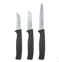 Paring Knife Set, MATTSTONE HILL Kitchen Knife Set - 4" Serrated Utility, 3" Fruit and Vegetable Knife, 2.5" Peeling Knife, Premium Stainless Steel, Semi Soft Handle, Black
