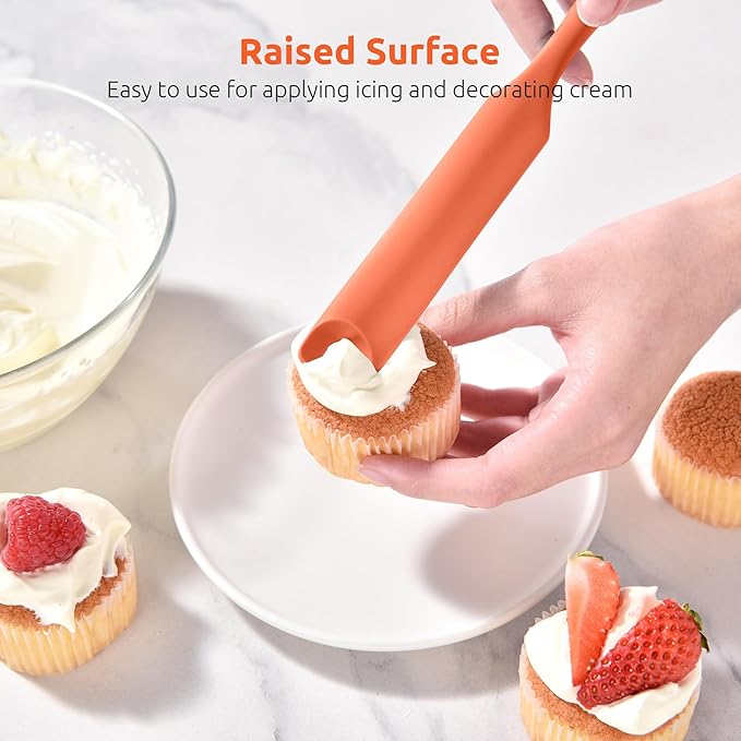 U-Taste Silicone Jar Spatula for Sourdough Starter: Long Skinny Food-Grade Jam Spreader, Sturdy Stirring Stick Bowl Scraper with Flexible Spoon Tip, Mixing Icing Tool, Peanut Butter Knife (Orange)