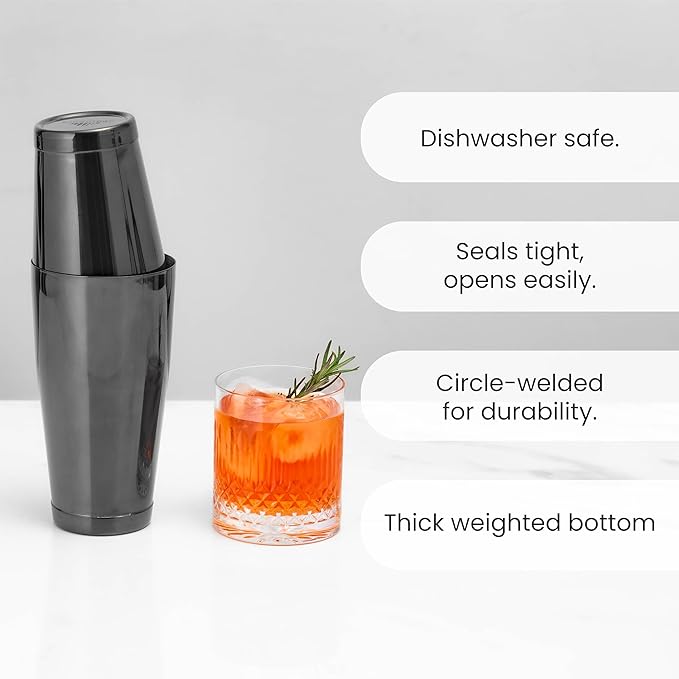 A Bar Above Professional Boston Shakers Set 18 oz Weighted Stainless Steel Cocktail Shaker Set for Bartenders, Premium 304 Steel Bar Shaker, Essential Bartending Tools for Mixing Drinks