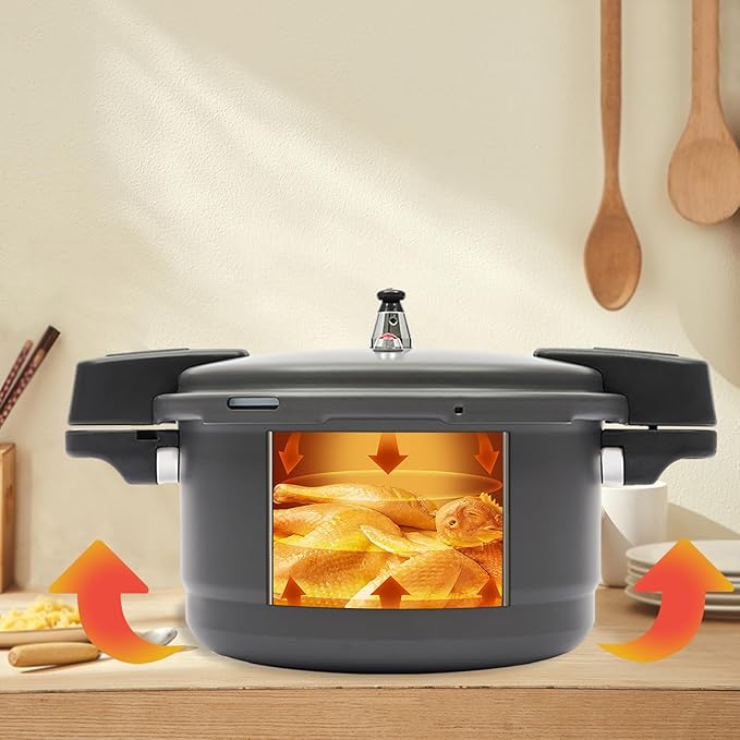 9.5 Quart Aluminum Pressure Canner w/Release Valve & Multiple Protective Devices, Pressure Cooker Instant Fast Cooking for Steaming Canning Stewing with Gas & Induction Cooker
