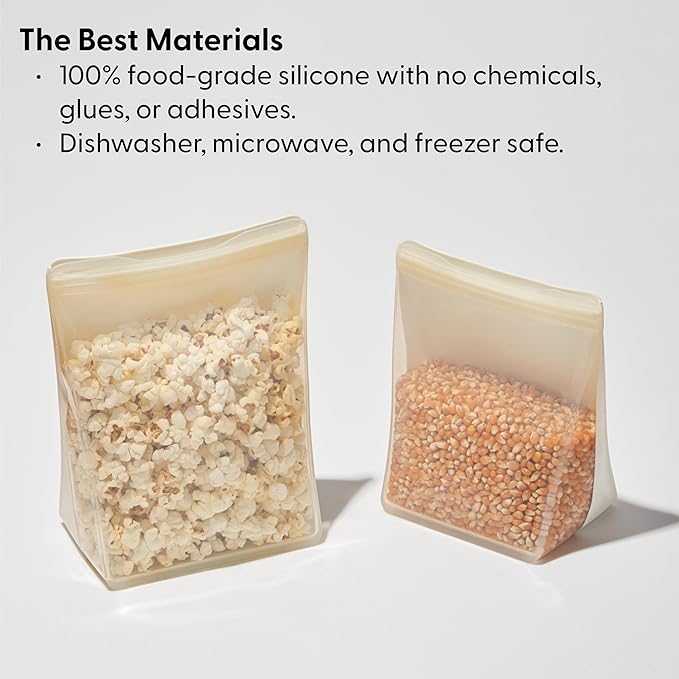 W&P Porter Silicone Reusable Storage Bag, Sandwich (50oz Stand-Up), Mint, Food Storage Container, Microwave and Dishwasher Safe, Easy Cleaning