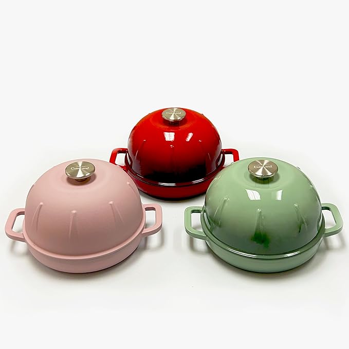 Cuisiland Enameled Cast Iron Bread Cloche – Dome Lid Dutch Oven for Artisan Sourdough Baking – Heat-Retaining, Nonstick Bakeware for Crispy Crust & Even Baking – Oven Safe, Elegant Green Design