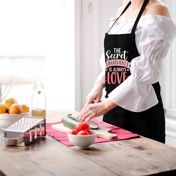 Funny Waterdrop Resistant Aprons for Women with 2 Pockets, Adjustable Bib Chef Kitchen Apron for Cooking Baking