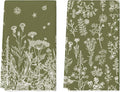 Artoid Mode Green Antique Herbs Wild Flowers Leaves Spring Kitchen Towels Dish Towels, 18x26 Inch Seasonal Decoration Hand Towels Set of 2