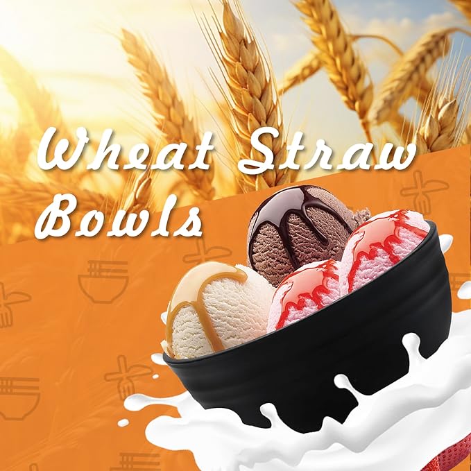 Lazycorner 12 Pcs Wheat Straw Cereal Bowls 26 Oz Wheat Straw Bowls Set Reusable Plastic Bowls for Soup Microwave & Dishwasher Safe Soup and Salad Bowls
