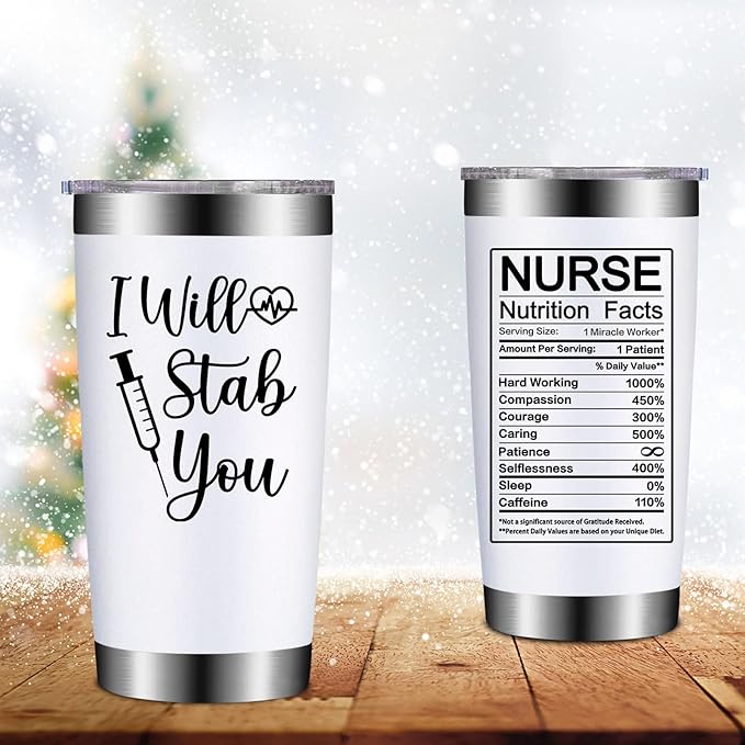 Nurse Gifts for Women - Nurses Week Gift - Nurse Graduation Appreciation Christmas Gifts for Nurses, Practitioner - 20oz I Will Stab You Tumbler Cup