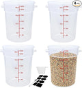 Round Food Storage Container with Lid, 22 Qt Translucent, Commercial 4 Pack of – NSF Listed, BPA-Free, Polypropylene, Non-Stick, Scale, with Labels & Measuring Cups