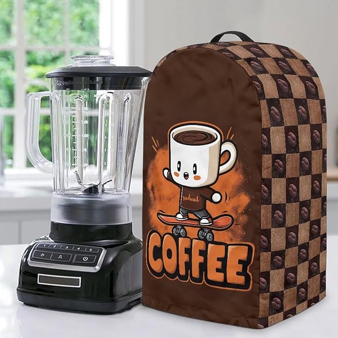 Skateboarding Coffee Cup Kitchen Blender Dust Cover Food Processor Dust Protection with Top Handle, Easy to Clean Small Appliance Coffee Maker Juicer Cover