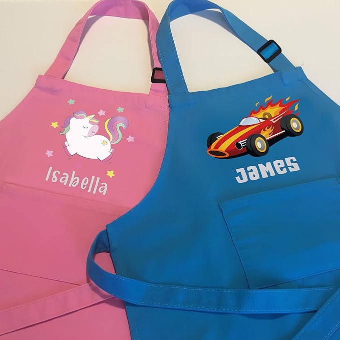 Custom Name Kids Apron with Chef Hat, Waterproof Apron for Cooking, Baking, Art, Painting, Christmas 2025 Personalized Birthday Gift for Daughter,Son, Grandson, Granddaughter Gift from Grandma, Mom
