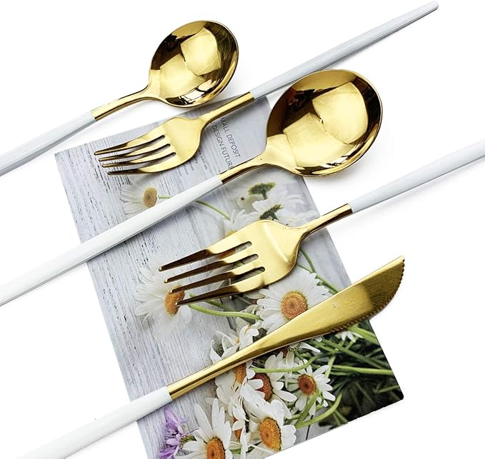 JASHII 30-Piece Stainless Steel Satin Finish Flatware Set, Mirror Polished Tableware Cutlery for Home and Restaurant, Dishwasher Safe