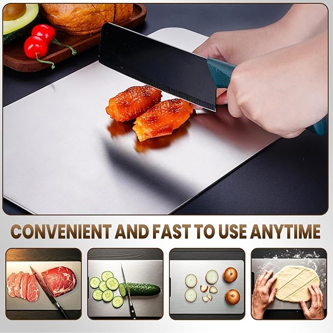 Titanium Cutting Board, 100% Pure Titanium Cutting Boards for Kitchen, Food Grade Double Sided Cutting Mat for Meats,Fruits,Vegetables, Dishwasher Safe Chopping Boards-11.4x7.9 inches