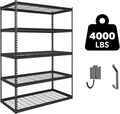 The Atlas 48" W x 24" D x 72" H Adjustable Garage Storage Shelves Load 4000 lbs, 5 Tier Heavy Duty Shelving Unit, Metal Utility Storage Rack for Warehouse Pantry Basement Kitchen, Black