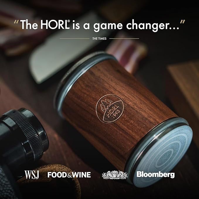 HORL 2 Walnut Rolling Knife Sharpener - Kitchen Knife Sharpener for Razor Sharp Edges Made in Germany - Easy Knife Sharpening Kit - Roller with Magnetic Holder with 15 & 20 Degrees