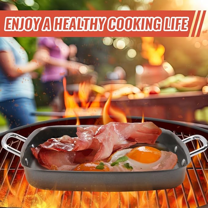 Grill Pan for Outdoor Grill - 11” Grill Pan BBQ Grill Topper With Handles Grill Trays For Grilling Barbecue Tray