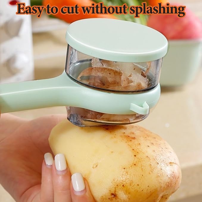 Peeling Knife with Storage Box, 2026 New with Box Storage Kitchen Special Fruitpeeler, Fruit and Vegetable Peeler with Container, Double-Sided Stainless Steel Peeler Gadgets | Easy to Use (Orange)
