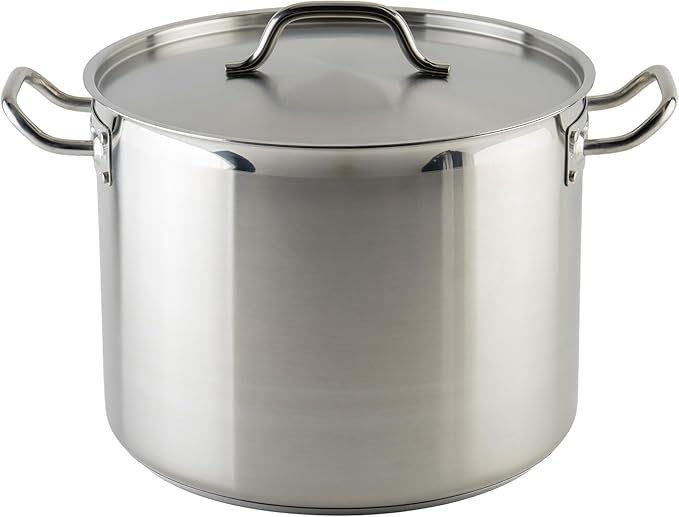 Winware Stainless Steel 24 Quart Stock Pot with Cover,Silver
