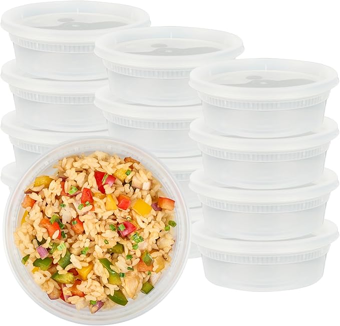 Restaurantware-Asporto 8 Ounce Deli Containers With Lids, 100 Microwavable Round Soup Containers - Clear Plastic Lids Included, Do Not Contain BPA, Clear Plastic Soup Containers, Disposable