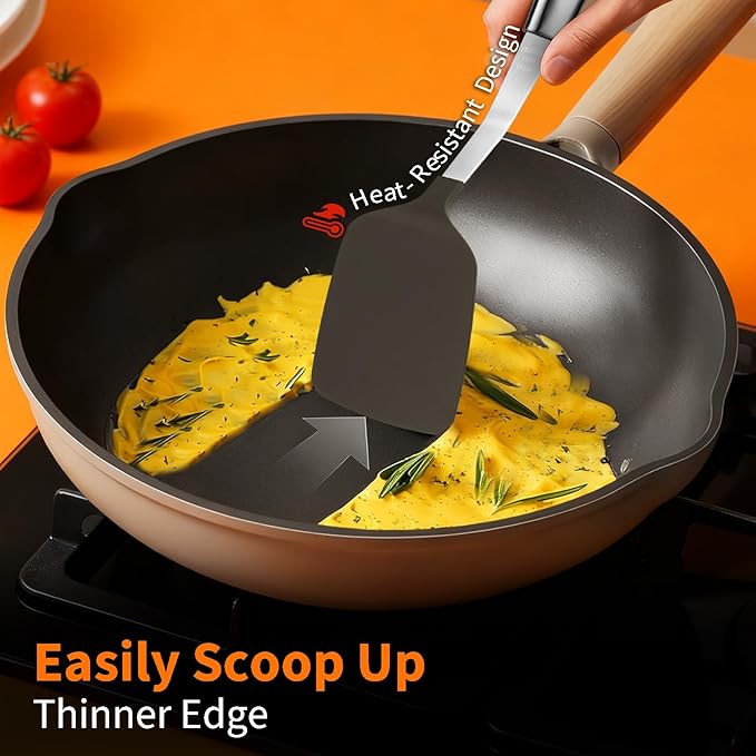 Stainless Steel Cooking Utensils Set, 4-piece Kitchen Utensil Set with Stainless Steel Handles, Dishwasher Safe, Non-Stick and Heat Resistant, Whisk, Spoons, Spatula for Cooking -JJ02629