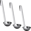Super Sturdy, Ergonomic 2 Oz. Soup Ladle 3 Pk. Stainless Steel Ladles with Long Handles. Best Kitchen Accessories for Stirring, Portioning and Serving Soups, Chili and Stew in Restaurants and at Home